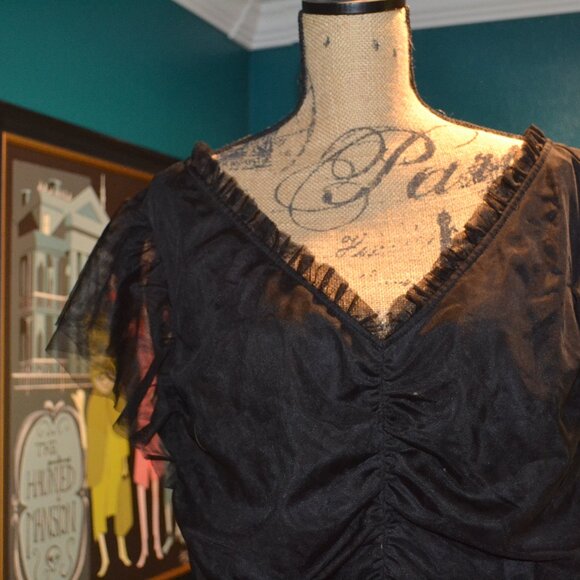 Torrid Black Ruffled V-Neck Top - Picture 2 of 5